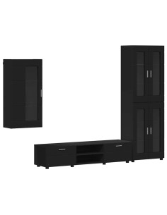 Set mobile TV con cassetto con porta Nero Legno multistrato 2