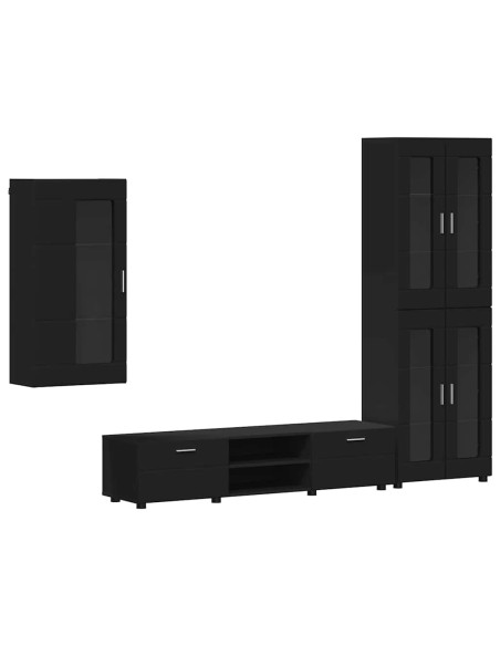 Set mobile TV con cassetto con porta Nero Legno multistrato