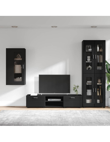 Set mobile TV con cassetto con porta Nero Legno multistrato