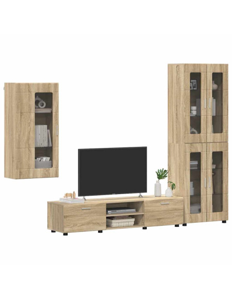 Set mobile TV con cassetto Rovere Sonoma Legno multistrato