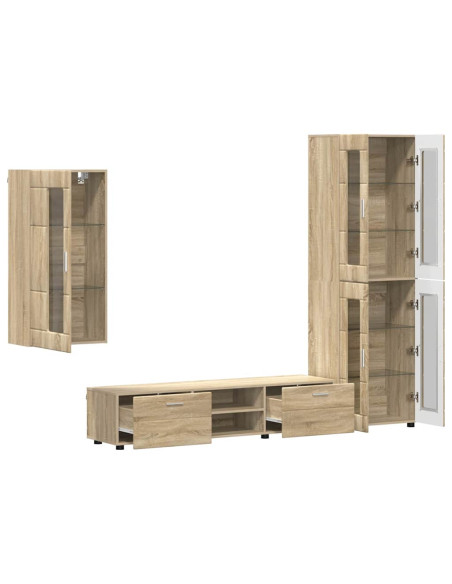 Set mobile TV con cassetto Rovere Sonoma Legno multistrato