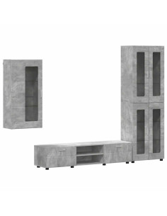 Set mobile TV con cassetto Grigio cemento Legno multistrato 2