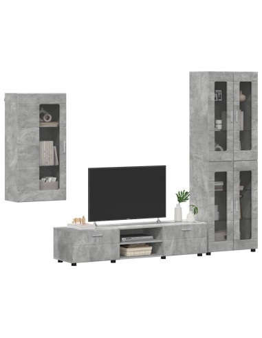 Set mobile TV con cassetto Grigio cemento Legno multistrato