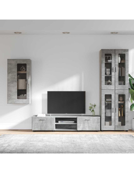 Set mobile TV con cassetto Grigio cemento Legno multistrato