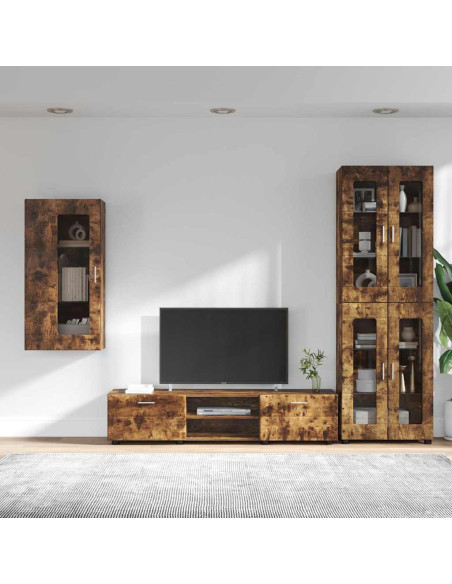 Set mobile TV con cassetto Rovere fumé Legno multistrato