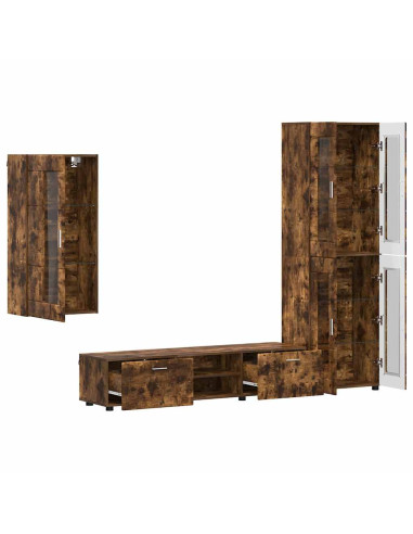 Set mobile TV con cassetto Rovere fumé Legno multistrato