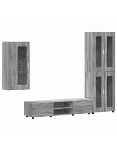 Set mobile TV con cassetto Grigio Sonoma Legno multistrato 2