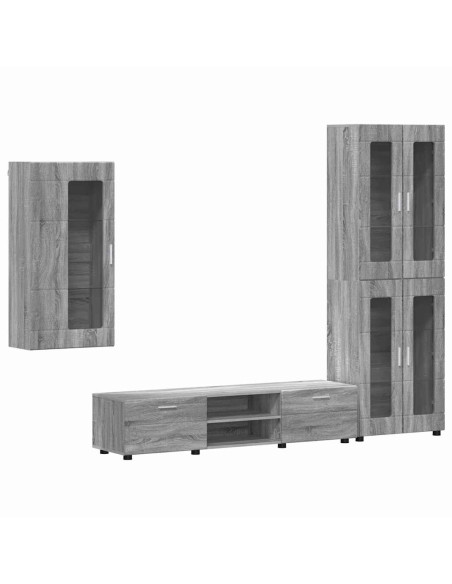 Set mobile TV con cassetto Grigio Sonoma Legno multistrato