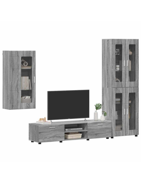 Set mobile TV con cassetto Grigio Sonoma Legno multistrato