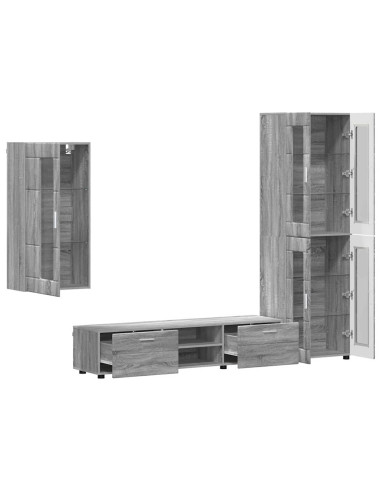 Set mobile TV con cassetto Grigio Sonoma Legno multistrato