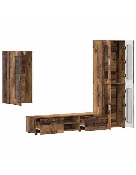 Set mobile TV con cassetto Legno vecchio Legno multistrato
