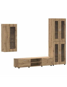 Set mobile TV con cassetto Rovere artigianale Legno multistrato 2