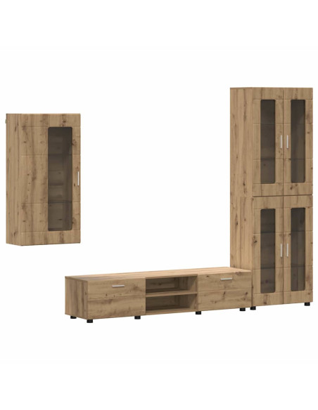 Set mobile TV con cassetto Rovere artigianale Legno multistrato