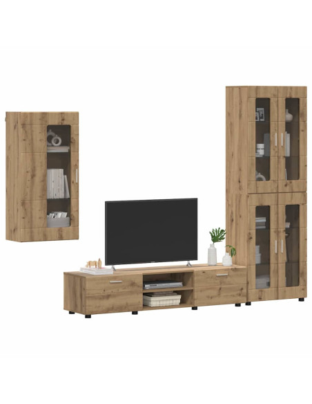 Set mobile TV con cassetto Rovere artigianale Legno multistrato
