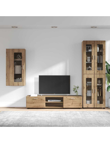 Set mobile TV con cassetto Rovere artigianale Legno multistrato