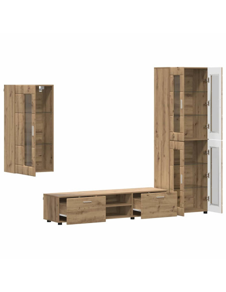 Set mobile TV con cassetto Rovere artigianale Legno multistrato