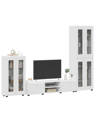 Set mobile TV con cassetto con porta Bianco Legno multistrato