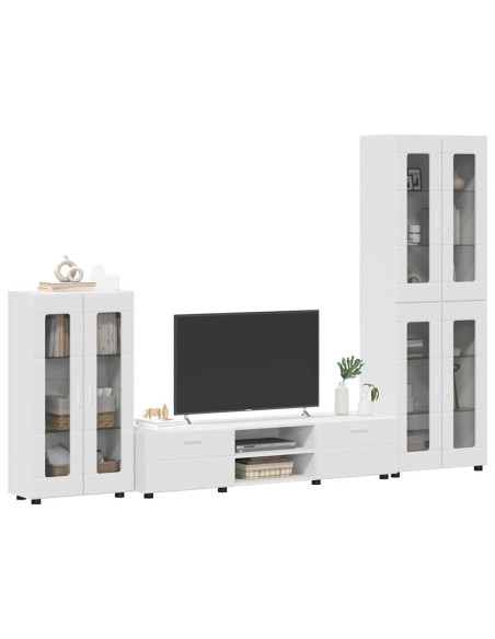 Set mobile TV con cassetto con porta Bianco Legno multistrato