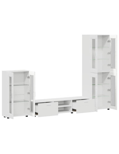 Set mobile TV con cassetto con porta Bianco Legno multistrato
