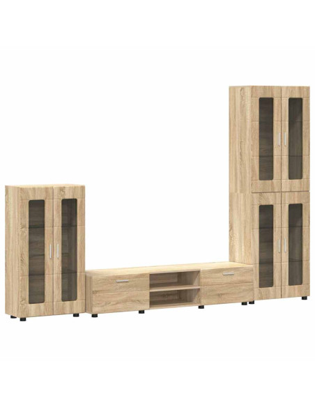 Set mobile TV con cassetto Rovere Sonoma Legno multistrato