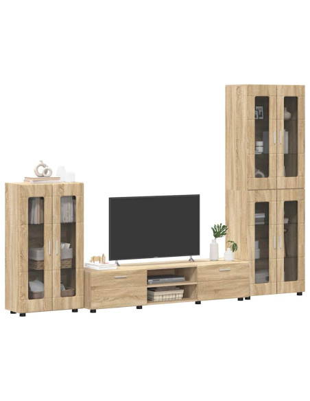 Set mobile TV con cassetto Rovere Sonoma Legno multistrato