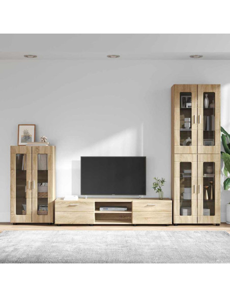 Set mobile TV con cassetto Rovere Sonoma Legno multistrato