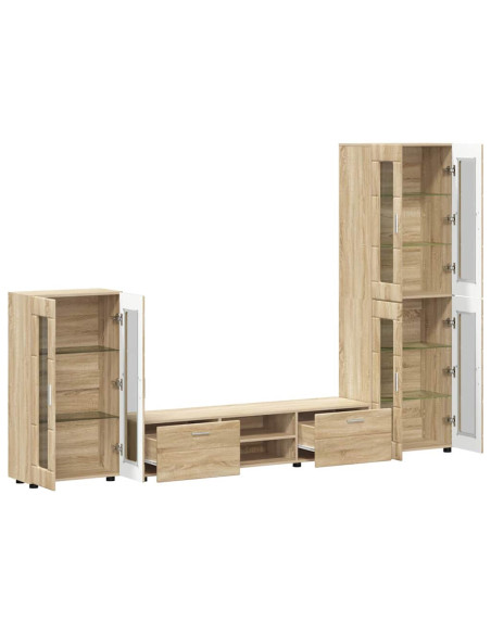 Set mobile TV con cassetto Rovere Sonoma Legno multistrato