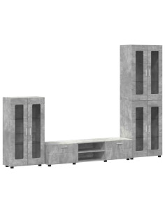 Set mobile TV con cassetto Grigio cemento Legno multistrato 2
