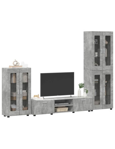 Set mobile TV con cassetto Grigio cemento Legno multistrato