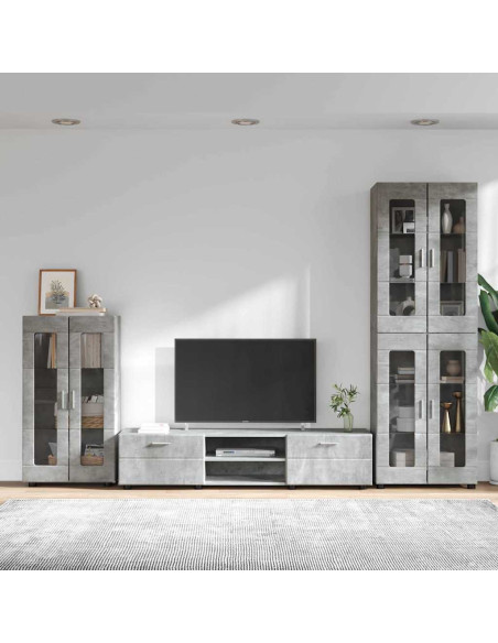 Set mobile TV con cassetto Grigio cemento Legno multistrato