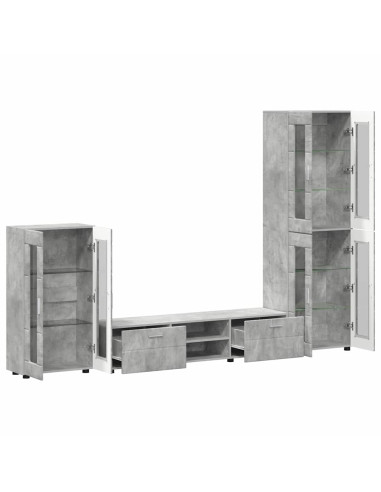 Set mobile TV con cassetto Grigio cemento Legno multistrato