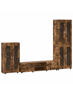 Set mobile TV con cassetto Rovere fumé Legno multistrato 2