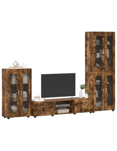 Set mobile TV con cassetto Rovere fumé Legno multistrato