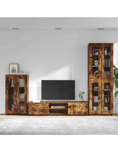 Set mobile TV con cassetto Rovere fumé Legno multistrato