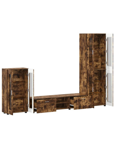 Set mobile TV con cassetto Rovere fumé Legno multistrato
