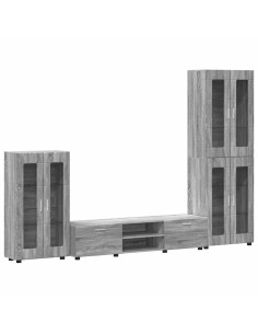 Set mobile TV con cassetto Grigio Sonoma Legno multistrato 2