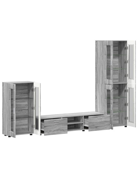 Set mobile TV con cassetto Grigio Sonoma Legno multistrato