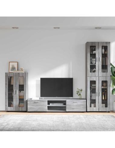 Set mobile TV con cassetto Grigio Sonoma Legno multistrato