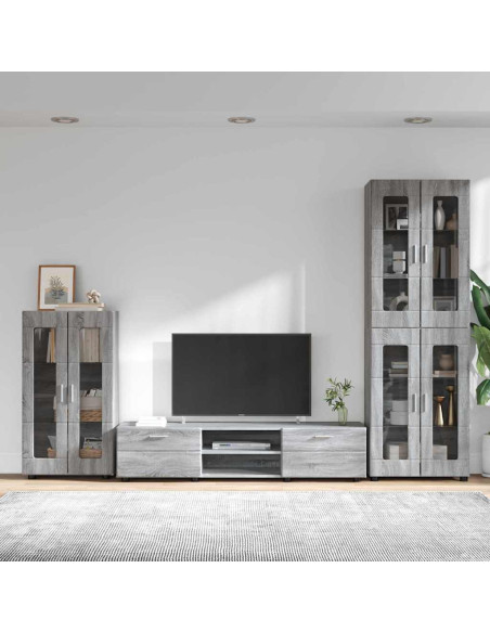 Set mobile TV con cassetto Grigio Sonoma Legno multistrato