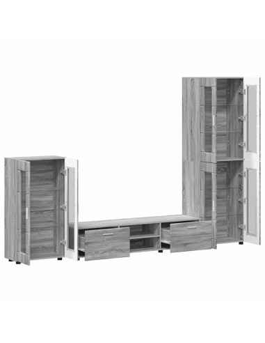 Set mobile TV con cassetto Grigio Sonoma Legno multistrato
