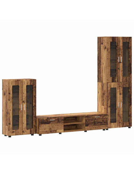 Set mobile TV con cassetto Legno vecchio Legno multistrato