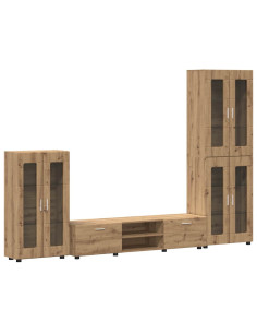 Set mobile TV con cassetto Rovere artigianale Legno multistrato 2
