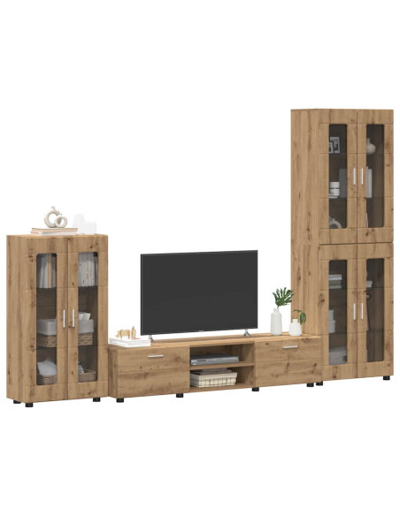 Set mobile TV con cassetto Rovere artigianale Legno multistrato