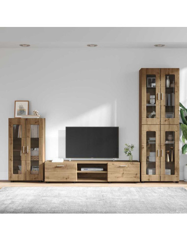 Set mobile TV con cassetto Rovere artigianale Legno multistrato