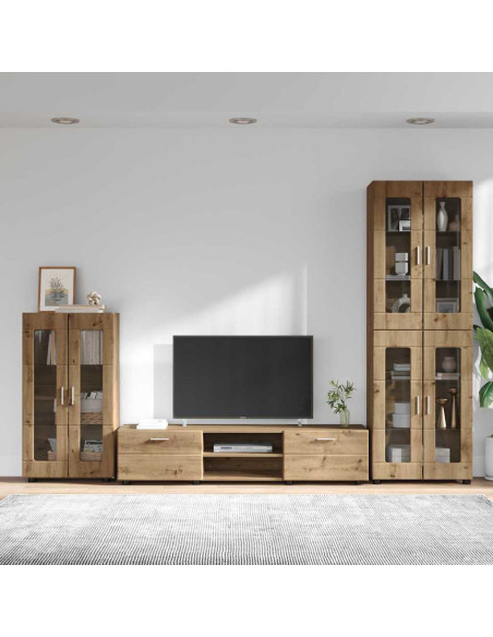 Set mobile TV con cassetto Rovere artigianale Legno multistrato