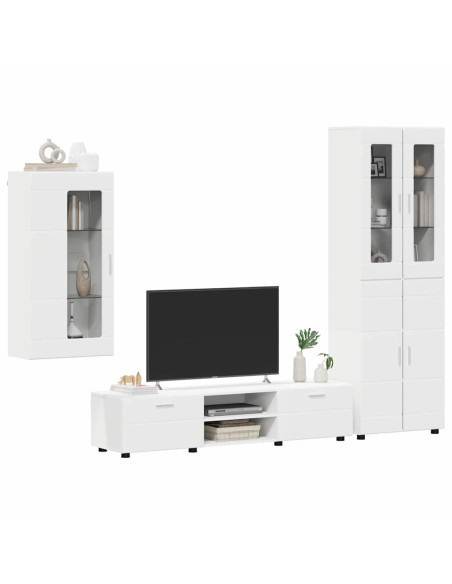 Set mobile TV con cassetto con porta Bianco Legno multistrato