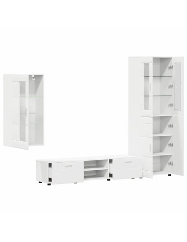 Set mobile TV con cassetto con porta Bianco Legno multistrato