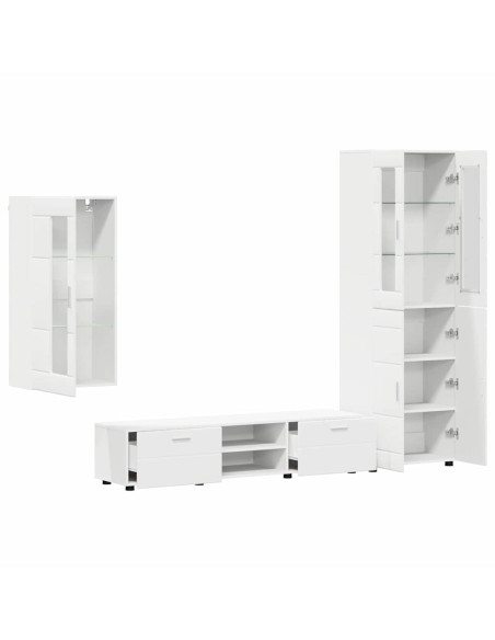 Set mobile TV con cassetto con porta Bianco Legno multistrato