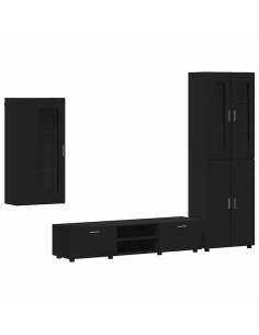Set mobile TV con cassetto con porta Nero Legno multistrato 2