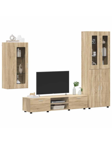 Set mobile TV con cassetto Rovere Sonoma Legno multistrato